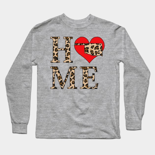 Oklahoma Home Leopard Print Long Sleeve T-Shirt by SunburstGeo